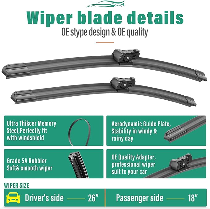 26" 18" 13" Windshield Wiper Blades Replacement - Image 3