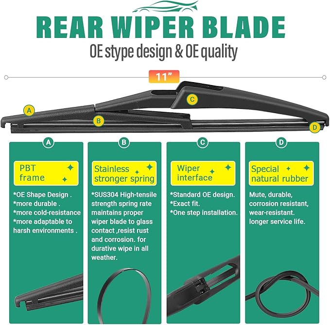 22" 20" 11" Windshield Wiper Blades Replacement - Image 4