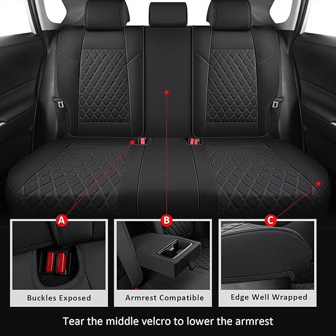 MIROZO Seat Covers for rav4, Waterproof Car Seat Covers Faux Leather Seat Cover - Image 4