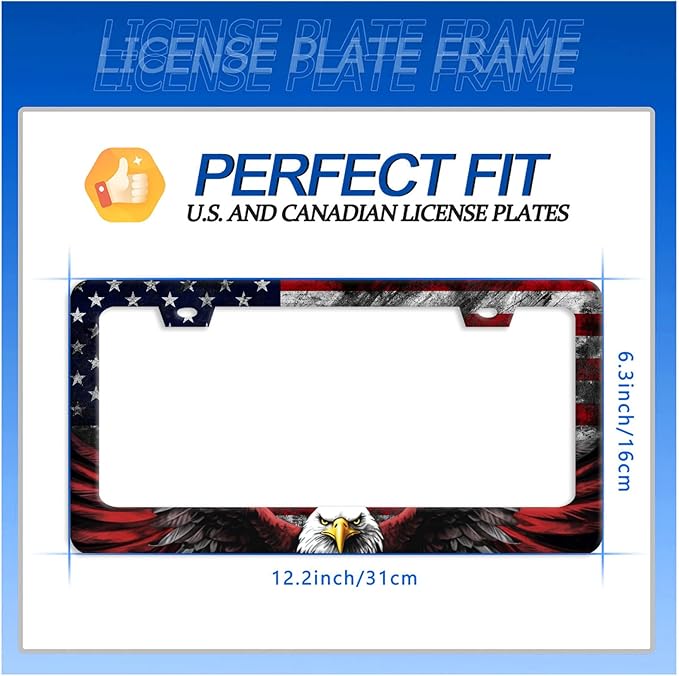 American Flag Eagle Patriotic License Plate Frame USA Flag License Plate - Image 7