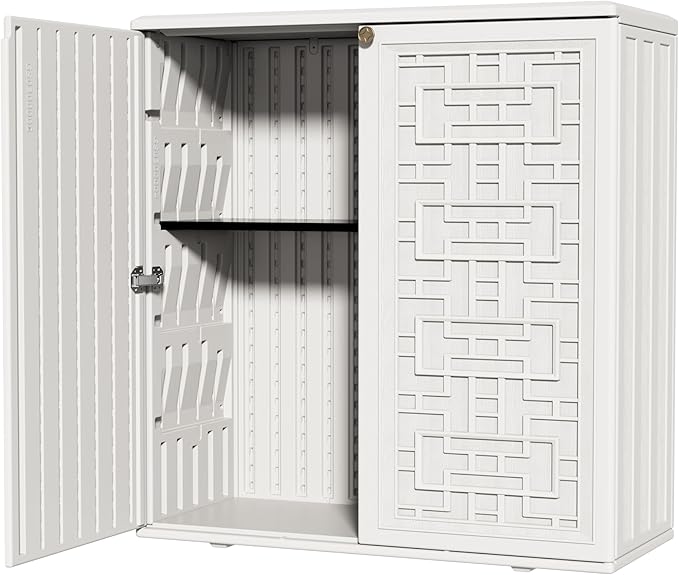 ZZM HDPE Outdoor Storage Shed, Outdoor Plastic Storage Cabinet, Horizontal by ZZM