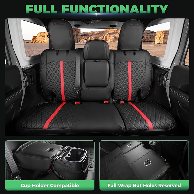 for Jeep Wrangler Seat Covers 4Door JL 2018 2019 2020 2021 2022 2023 2024 2025 - Image 5