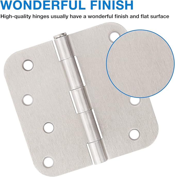 12 Pack 4 Inch Nickel Door Hinges Satin/Brushed Nickel Door Hinges 4 in x 4" - Image 5