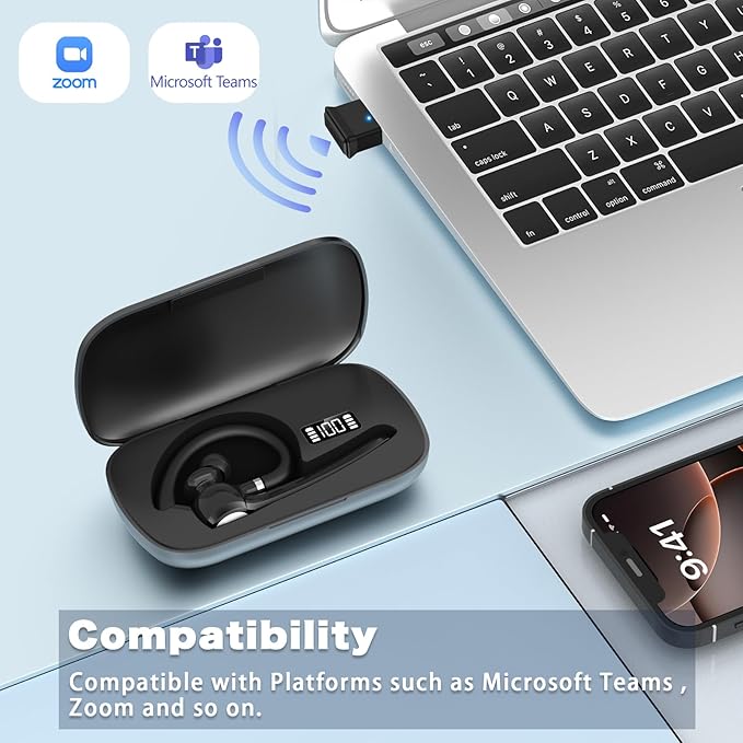 Bluetooth Headset, Wireless Bluetooth Earpiece - Image 2