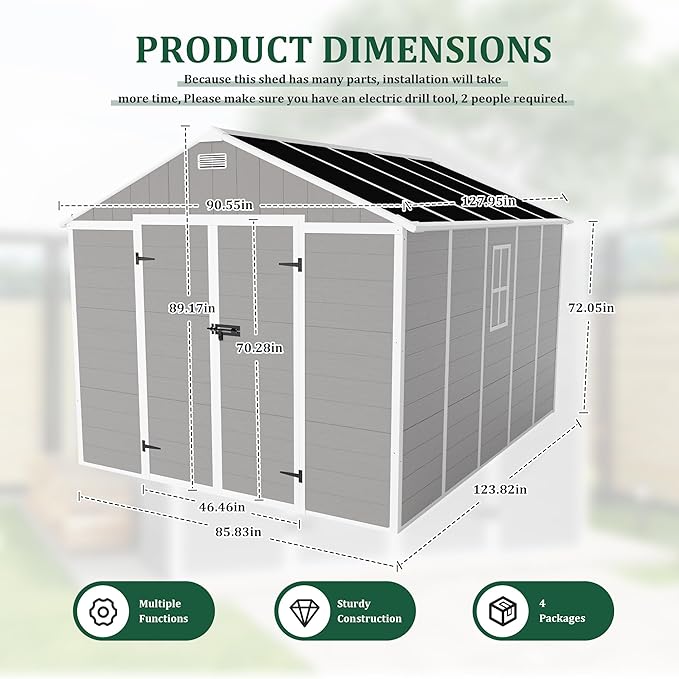 8x10 FT Outdoor Storage Resin Shed - Image 9