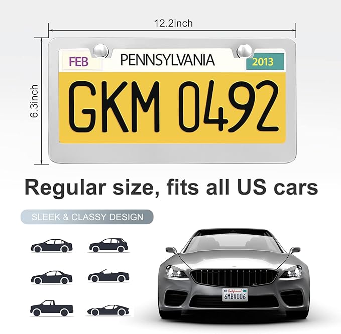 2 Pack License Plate Frames, Stainless Steel Car License Plate Cover Car - Image 2