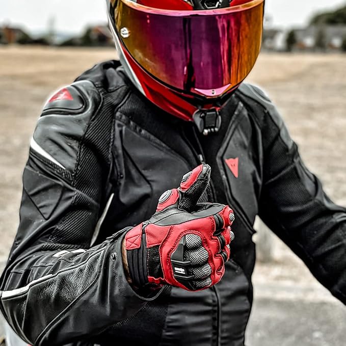 Harssidanzar Breathable Leather Motorcycle Gloves Touchscreen - Image 6