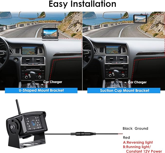 Digital Wireless Backup Camera System Kit, IP69K Waterproof Wireless 2 Rear - Image 5