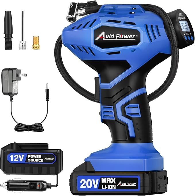 AVID POWER Cordless Tire Inflator Portable Air Compressor, 20V Rechargeable by AvidPower