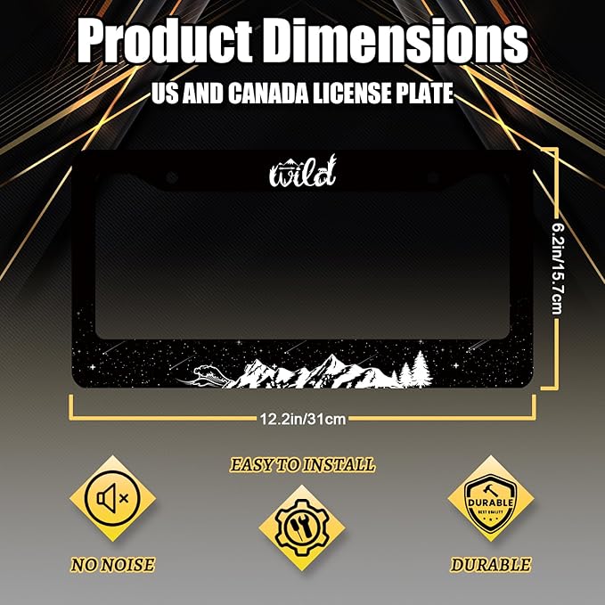 Mountains License Plate Frame Ocean Waves Forest Starry Sky License Plate - Image 2