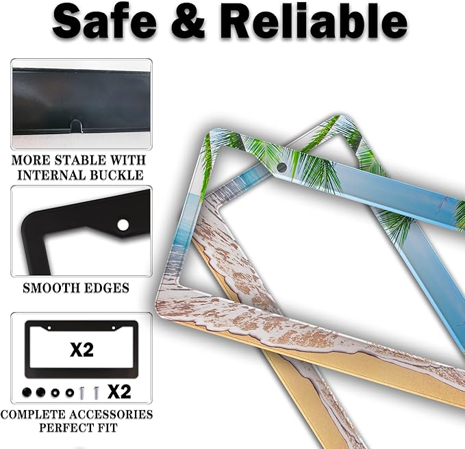 License Plate Frame Multicolor License Plate Holder Palm Trees - Image 4