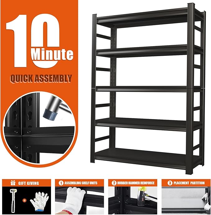 Heavy Duty 5-Tier Garage Shelf Steel Unit 3000lb Capacity | Garage & Basement - Image 7