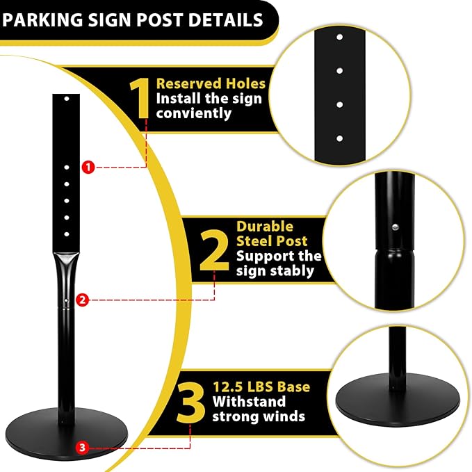 Parking Sign Stand with Base - Image 3