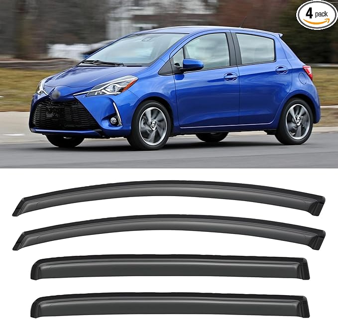 Window Visors Rain Guards for 2012-2018 Toyota Yaris Hatchback, Out-Channel by YQAUTEC