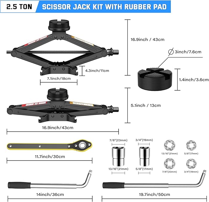 IMAYCC Car Jack Kit 2.5 Ton Scissor Jack Portable Car Jack and Stand Kit - Image 7