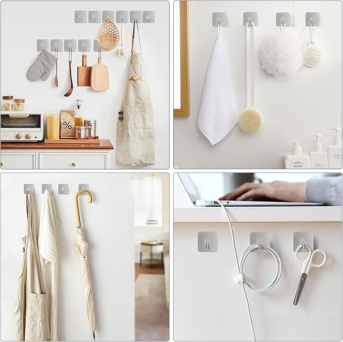 VIS'V Adhesive Hooks, Heavy Duty Shower Wall Stick on Hooks, Waterproof - Image 2