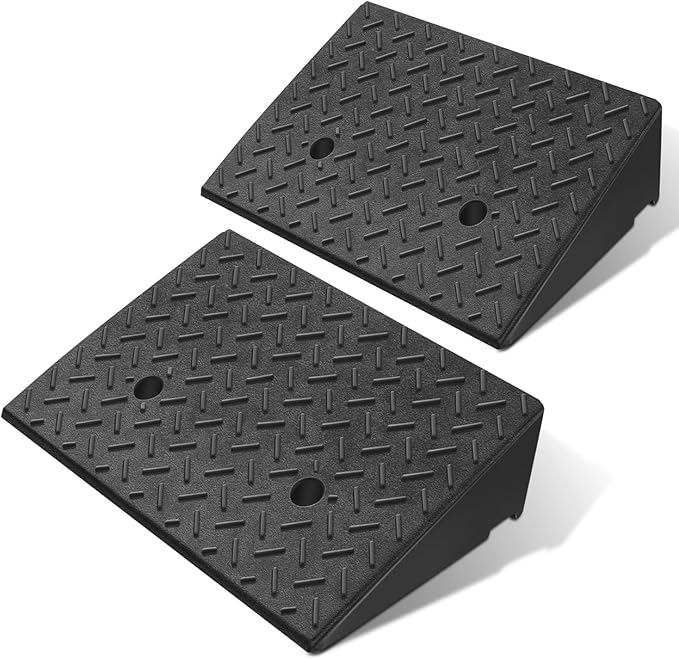 DNA MOTORING 2pcs 5.3" Rise Rubber Curb Ramp Heavy Duty Loading Driveway Ramp by DNAMOTORING