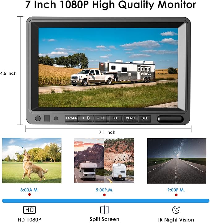 Digital Wireless Backup Camera System Kit, IP69K Waterproof Wireless 2 Rear - Image 2