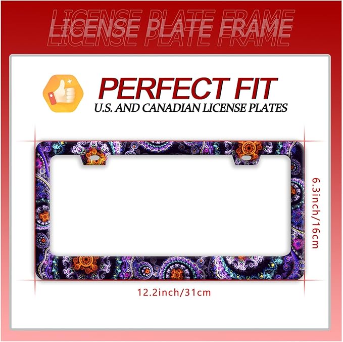 Fantasy Art Flowers License Plate Frame Colorful Mandala Floral License Plate - Image 7