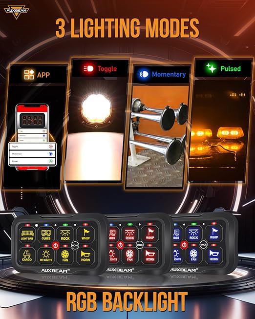 Auxbeam 8 Gang Switch Panel AC-800 Bluetooth RGB Switch Pod - Image 5