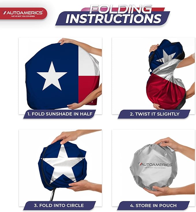 Autoamerics 1-Piece Windshield Sun Shade American Texas Flag USA Patriotic - Image 8