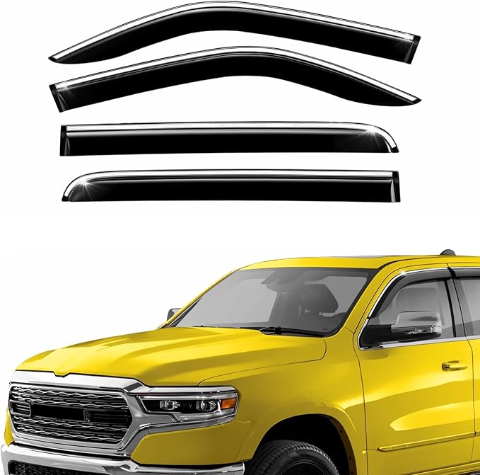 Extra Durable Window Deflectors Chrome Trim Tape-On Window Visors Rain Guards by AEROGUYSCustomfitrainguard