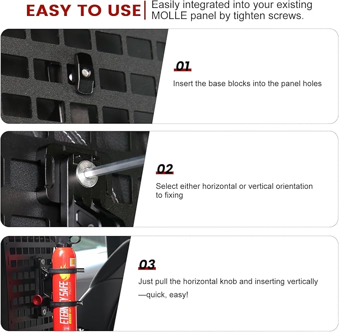 MOLLE Panel Fire Extinguisher Mount Kit-Quick Release Car Fire Extinguisher - Image 7