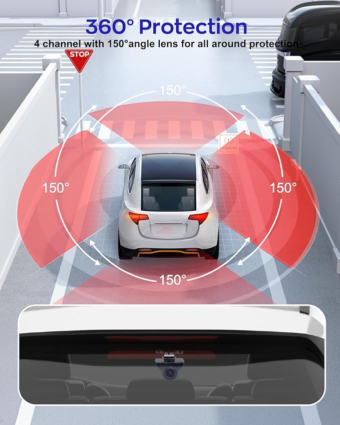 4K Dash Cam 360° View, 4 Channel Front and Rear Dash Camera - Image 9
