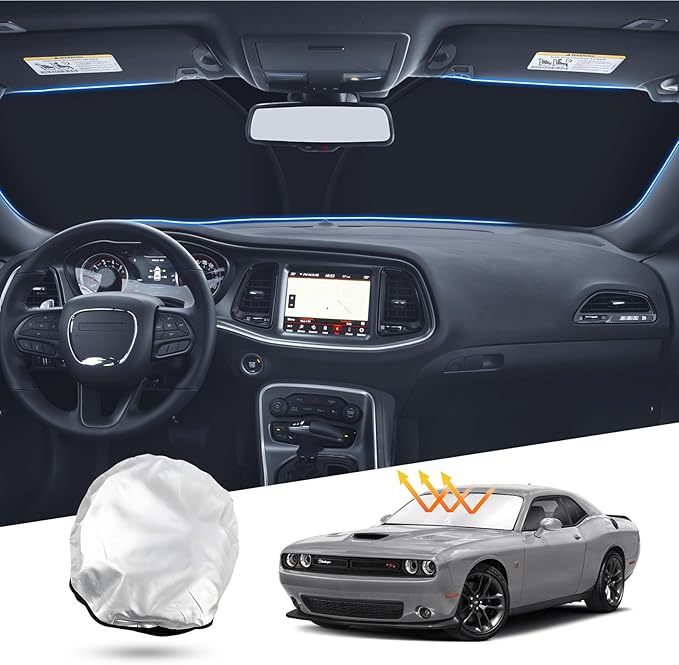 T TGBROS Windshield Sun Shade for 2015-2023 Dodge Challenger Accessories Front by TTGBROS