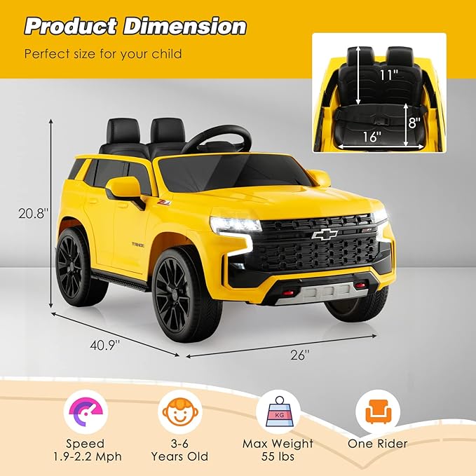 Costzon Ride on Car, 12V Licensed Chevrolet Tahoe Battery Powered Electric - Image 7