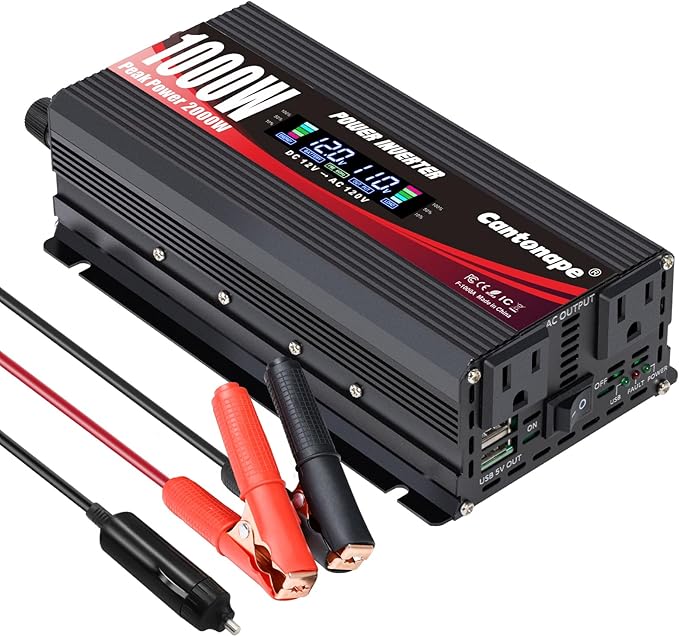1000W/2000W Car Power Inverter DC 12V to 110V/120V AC Converter by Cantonape