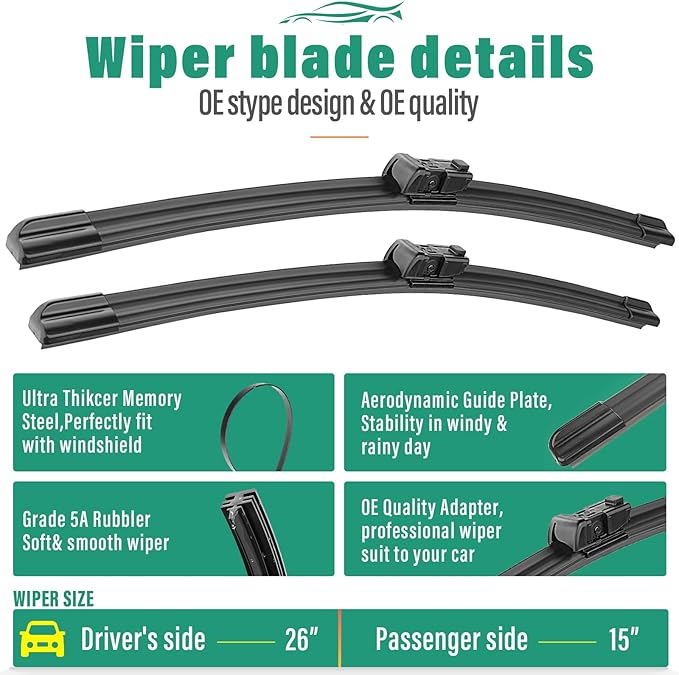 26" 15" 12" Windshield Wiper Blades Replacement - Image 3