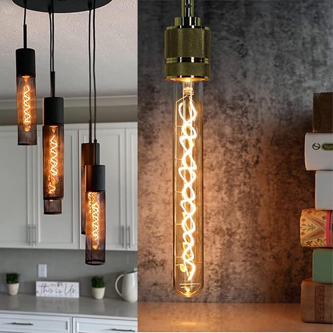Vintage LED Spiral Filament Bulb T10, 8.9inch Long Tubular Dimmable Edison - Image 2