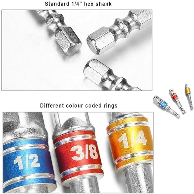 Impact Grade Socket Adapter/Extension Set Turns Power Drill Into High Speed Nut - Image 5
