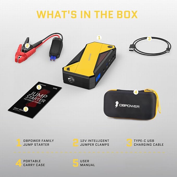 DBPOWER Peak 1600A 18000mAh Portable Car Jump Starter Battery Booster - Image 7