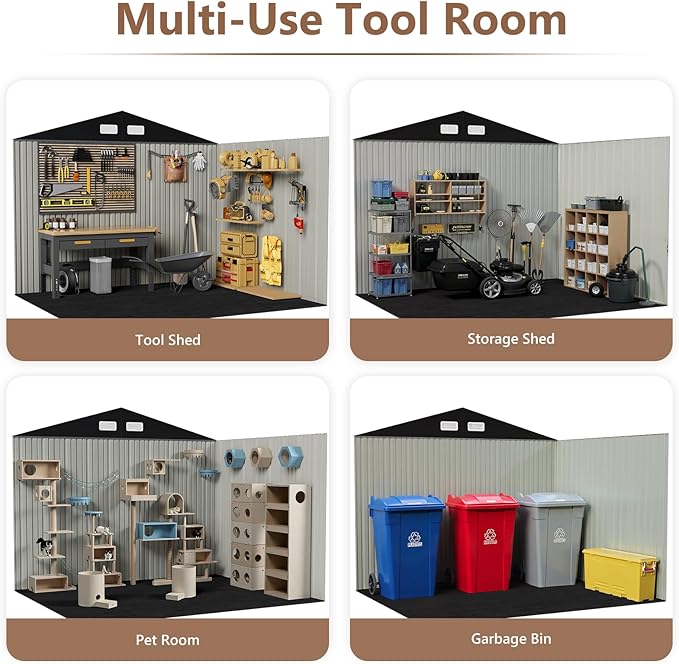 Outdoor Storage Shed 10x8 FT, Metal Tool Sheds, Waterproof Outside Storage Shed - Image 8
