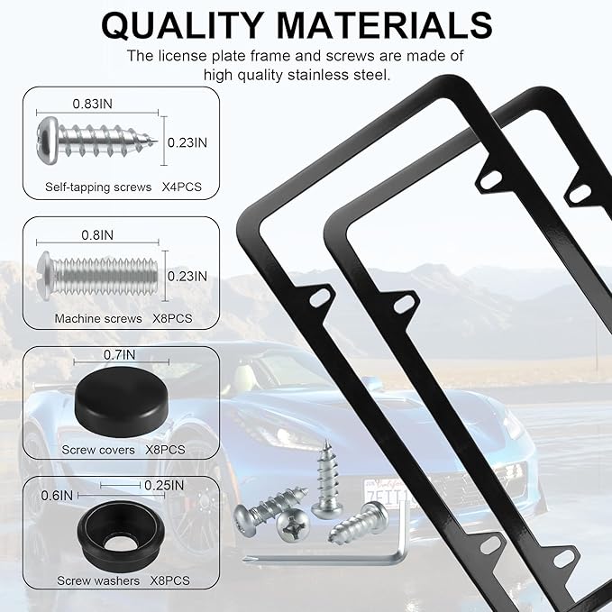LivTee 4 Holes Stainless Steel License Plate Frames, Automotive Exterior - Image 4