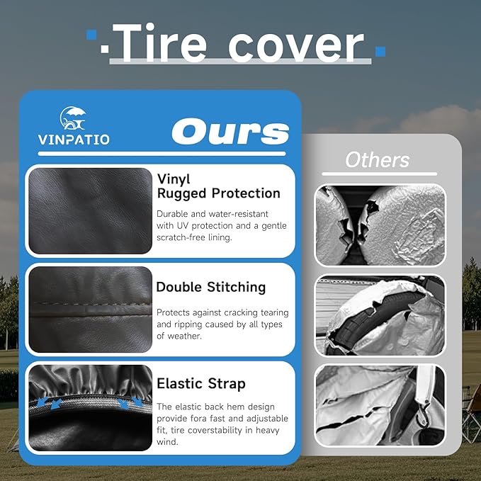 RV Tire Covers Set of 4, Tough Waterproof Wheel Protector - Image 5