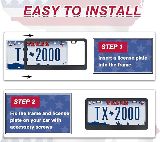 2Pack US Flag License Plate Frames- Heavy Duty Rustproof Flag License Plate Tag - Image 5