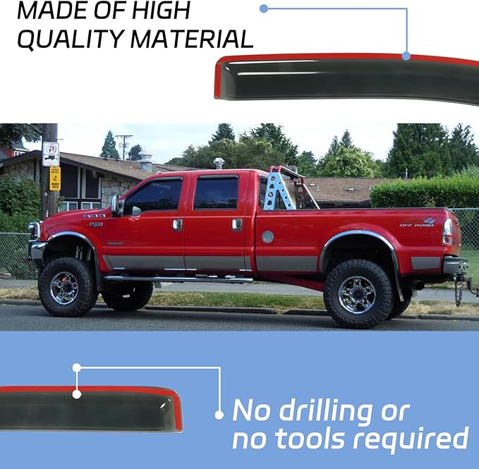 4 PCS Rain Guards Fit for 1999-2016 Ford F250 F350 F450 F550 SuperCrew Super - Image 7