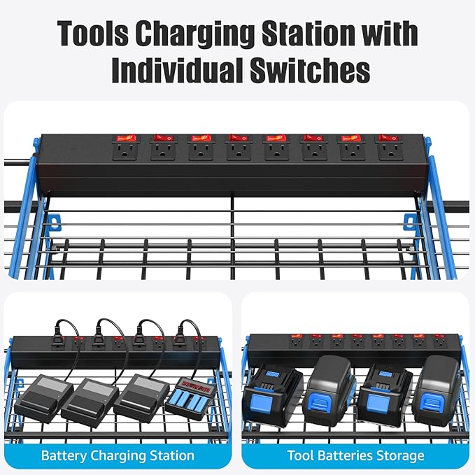 CCCEI Blue Power Tool Organizer Wall Mount, Large Tools and Battery Storage - Image 2