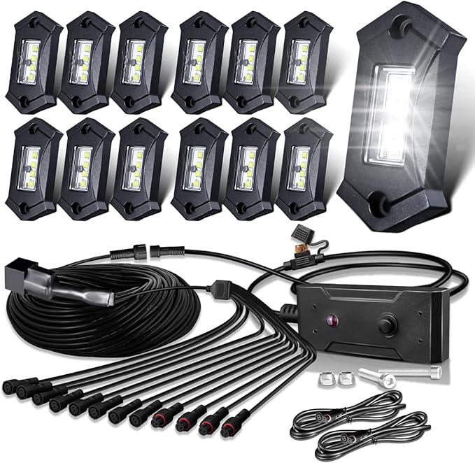 R3 White LED Rock Lights Kit 12PCS by LEDMIRCY