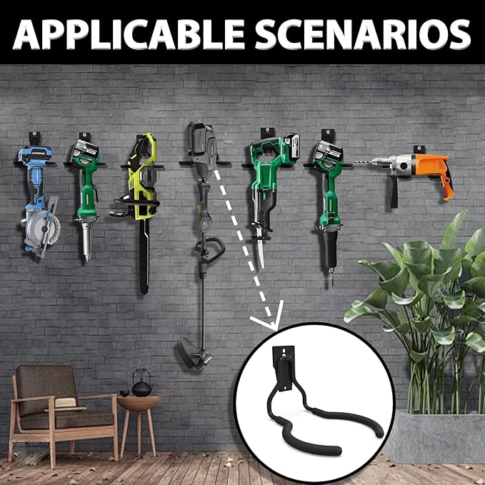3-H Weed Eater Hanger 4 Pack, 1 Garden Hose Holder, 1 Extension Strap, Utility - Image 4