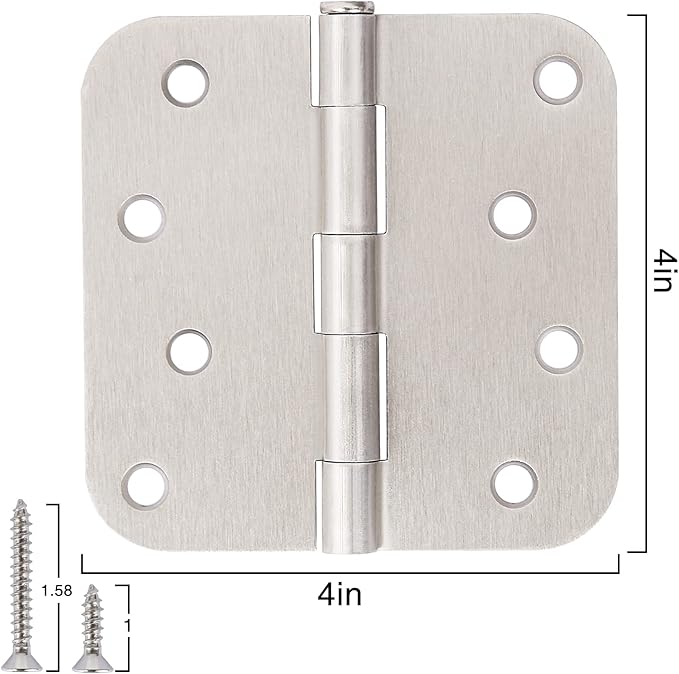 18 Pack 4 Inch Nickel Door Hinges Satin/Brushed Nickel Door Hinges 4 in x 4" - Image 4