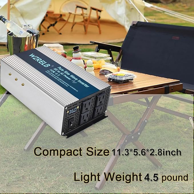 WZRELB 2000W Pure Sine Wave Inverter 48V DC to 110V 120V AC, Car Power Inverter - Image 7