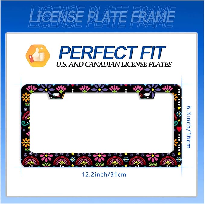 Folk Flowers Vintage Floral License Plate Frame Flower License Plate Stainless - Image 7