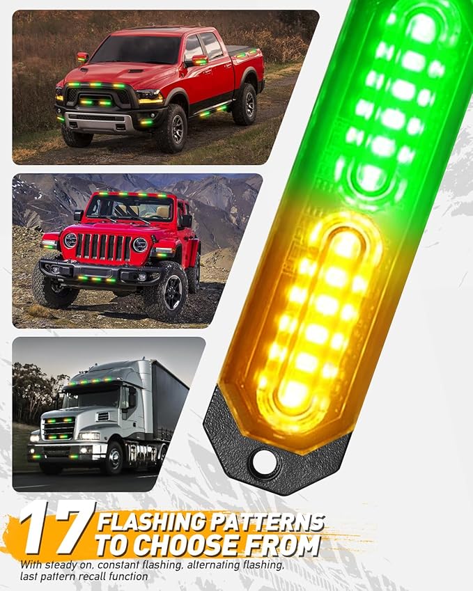 HLauto 1200T Emergency Strobe Grille Lights: 8pcs 12 LED Sync Feature Safety - Image 5