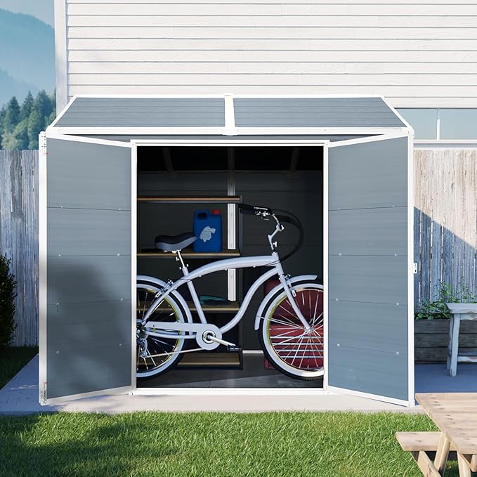 8x6 FT Outdoor Storage Shed, Resin Garden Shed - Image 5