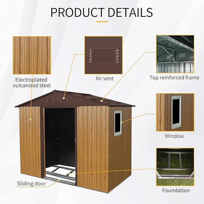 4x8 FT Outdoor Storage Shed, Metal Garden Shed - Image 3