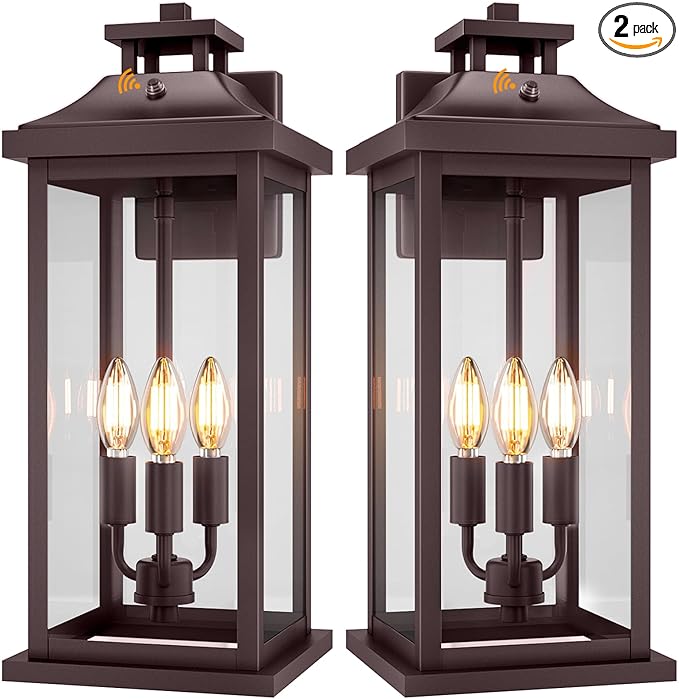 Oil Rubbed Bronze Dusk to Dawn Outside Lights 3-Light, Vintage Exterior Sconce by VenzBlomiaVariousLightings